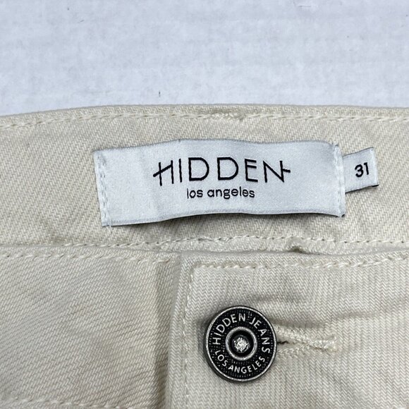 Hidden‎ Tracey Jeans Womens 31 Cream Tracey High Rise Straight Distressed Denim - Picture 9 of 11